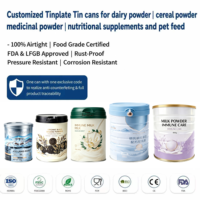 Boîte cylindrique vide en fer blanc de qualité alimentaire, résistante à l'humidité, pour lait de chamelle, lait de chèvre, préparation infantile et complément nutritionnel