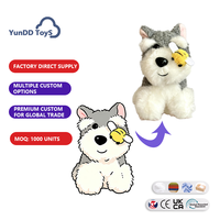 Porte-clés en peluche Mini Schnauzer avec décor abeille, accessoire de sac à dos doux et moelleux