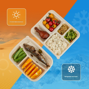 Caja Ecológica Portátil <span class=keywords><strong>de</strong></span> Almidón <span class=keywords><strong>de</strong></span> Maíz con 4 Compartimentos para Llevar Comida, Caja Desechable para Almuerzo/Arroz con Tapa - Product Image 2