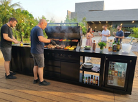 Ensemble de barbecue pour cuisine extérieure avec armoire d'angle à 90 degrés, grand évier et ensemble réfrigérateur