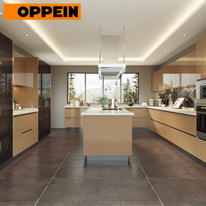 OPPEIN-armario de <span class=keywords><strong>cocina</strong></span> completo, sin asas, brillante, HPL, con isla central - Product Image 2