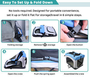 กรงสัตว์เลี้ยงแบบนิ่มพับได้<span class=keywords><strong>2</strong></span>ประตูกระเป๋าใส่สัตว์เลี้ยงมีสายรัดและเสื่อขนแกะสำหรับสุนัขแมว - Product Image 3