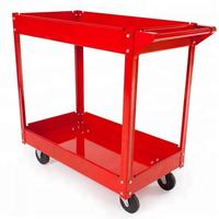 Chariot de rangement à 2 niveaux avec roues de 4 pouces, robuste, en acier inoxydable poli, résistant à la rouille, chariot à outils roulant – Excellent rapport qualité-prix