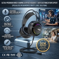 Casque de jeu filaire circum-auriculaire OEM ODM avec éclairage RGB, cadre métallique, design en cuir, codec AAC pour audiophiles