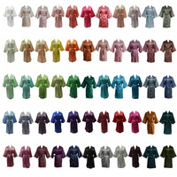 RTS de talla grande para boda, cumpleaños, fiesta de Spa, camisones para mujer, mangas 3/4, Kimono de satén de seda, batas, ropa de dormir