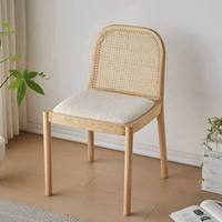 Chaise de salle à manger nordique moderne avec structure en bois massif, coussin en lin et éponge, dossier en bois d'hévéa de qualité FAS, pour salon et parc