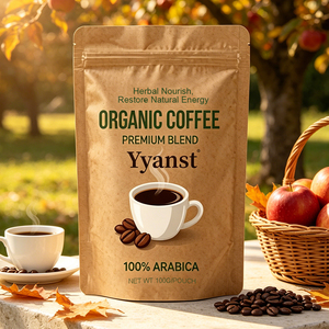 กาแฟอาราบิก้าออร์แกนิค 100% บรรจุในซองคราฟท์ 100 กรัม บำรุงร่างกายด้วยสมุนไพร ฟื้นฟูพลังงานตามธรรมชาติ เครื่องดื่มเพิ่มพลังงานประจำวัน รับผลิตแบบ OEM - Product Image 5
