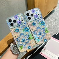 Coque de téléphone antichoc et étanche en TPU IMD avec perforations décoratives, motif peinture à l'huile, protection anti-lumière bleue et colle anti-goutte