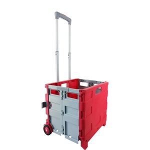 Nieuwe Aankomst Smart 65l Plastic <span class=keywords><strong>Trolley</strong></span> Kar Opvouwbaar Ontwerp Eenvoudig Op Te Bergen Oem Sticker Tweewielige Winkelwagen 65l Capaciteit