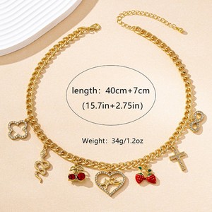 Collana con Ciondolo a Forma di Cuore, Croce, Fragola e Ciliegia alla Moda per Donne, Gioielli Estivi, Collana in Stile Coreano - Product Image 5