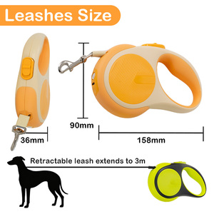 Laisse de chien rétractable multifonctionnelle imperméable anti-emmêlement double longueur 3M/5M avec lumière pour la promenade nocturne - Product Image 2