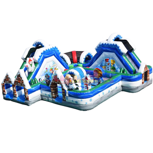 Castillo inflable gigante para fiestas navideñas al aire libre, con tobogán, zona de saltos y juegos inflables para el parque de atracciones de invierno. - Product Image 1