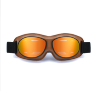 Lunettes de moto vintage en cuir rétro pour casque ouvert de cruiser ou scooter OEM