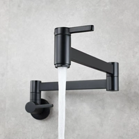 Robinet de cuisine mural rétractable en laiton brossé doré de style américain moderne, robinet de remplissage de pot pliable