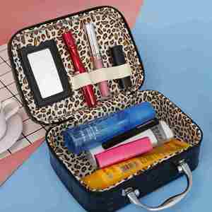 Ulikeke Multi-function PU Leather Cosmetic Storage Bag & <b>Cases</b> Large Capacity Portable Travel Storage <b>Makeup</b> <b>Case</b> With Mirror - Product Image 4