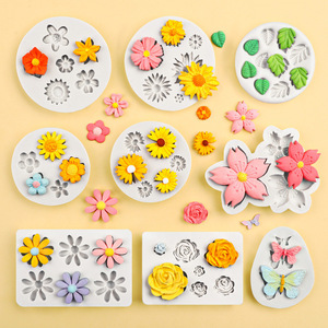 Moules à gâteau en silicone en forme de fleurs, lot de 1 à 9 moules en silicone, démoulage facile, décoration de fondant - Product Image 1