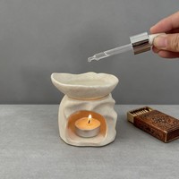 Brûleur d'huiles essentielles vintage en céramique mate givrée, écologique, fait main, pour décoration de Pâques et de la maison