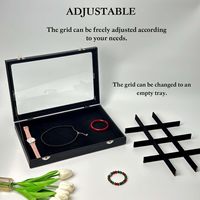 Boîte de rangement et présentoir en cuir PU noir et velours pour bijoux (bagues, bracelets, colliers) pour femmes