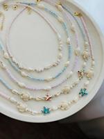 Bijoux de mode d'été Collier ras du cou unisexe Bohème imitation perle Miyuki perles de rocaille multicouche empilable cadeau en or 18K