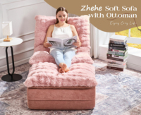 Canapé rose compresse surdimensionné désossé luxe simple moderne Chaise longue nuage canapé chaise salon avec pouf pour chambre