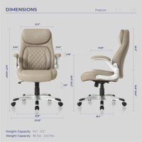 Chaise de bureau ergonomique en cuir PU avec support lombaire et accoudoirs réglables, chaise de direction moderne et chaise de bureau informatique
