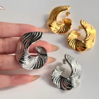Boucles d'oreilles Dazan plaquées or 18 carats, en acier inoxydable hypoallergénique, de haute qualité, style vintage, abstrait, bohème, design tourbillon irrégulier
