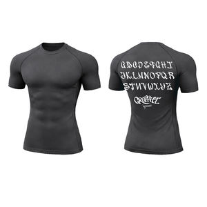 カスタムメーカー 欧州サイズ 弾性圧縮 アスレチックシャツ 昇華プリント パフォーマンスタイトシャツ ランナー向け - Product Image 1