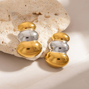 Stud Earrings Gold Silver Color Block Geometric Zinc Alloy Stainless Steel <b>Post</b> For Women Gift - Product Image 1