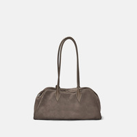 Tas Selempang Wanita Kulit Asli 2026 Model Boston Bowling dengan Bantalan Suede, Penutup Ritsleting, dan Kapasitas Besar untuk Musim Gugur