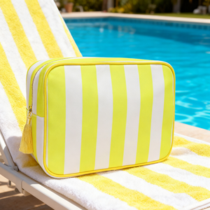 Pochette à rayures brodée personnalisée de grande taille pour femmes et hommes trousse de toilette de voyage trousse à cosmétiques trousse à maquillage à rayures - Product Image 3