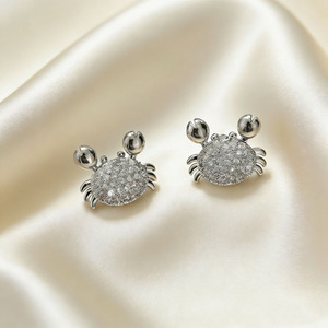 Dainty Cubic Zirconia Paved Cute Animal <strong>Jewelry</strong> 14K Delicate Gold Plated Earrings Minimalist <strong>Crab</strong> Studs with Sparkling CZ - Product Image 2