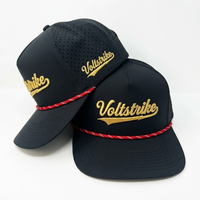 Casquette Snapback personnalisée en gros à 5 panneaux avec logo brodé et cordon, Casquette Hip Hop à visière plate, Chapeau perforé découpé au laser