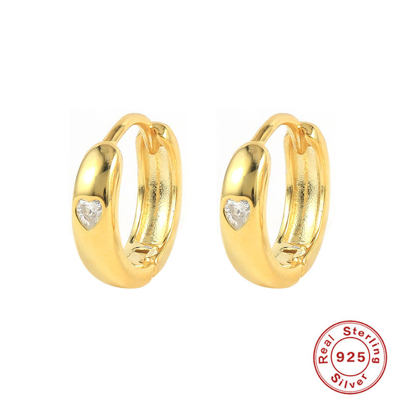 Golden-love white diamond ear clip