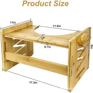 Taburete de baño de madera natural para niños, altura ajustable, taburete de bambú sólido, asiento elevador para baño, hecho en Shandong - Product Image 3
