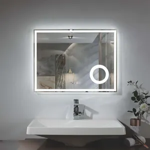 Lumière rectangulaire personnalisée salle de bains lumière Led miroir écran tactile désembueur bain Led miroir intelligent