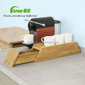 Organisateur de rangement double couche en bambou de style tiroir pour sachets de thé et présentoir à tasses - Distributeur de sachets de thé - Product Image 1