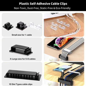 134Piece Wholesale Factory Price Plastic Self <b>Adhesive</b> Cable Clips Holder & <b>Hook</b> Cable Management Kit - Product Image 4