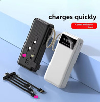 YM-489 Batterie externe multi-ports ultra-fine et légère 20000 mAh à chargement rapide avec 4 câbles intégrés Micro USB, support de téléphone et cordon – Meilleure vente