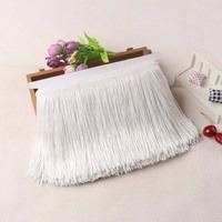 Diy Aksesoris Pakaian 30Cm Garis Tunggal Poliester Renda Memangkas Jahit Rajutan Kostum Tari Latin Rumbai Pinggiran Kain Renda