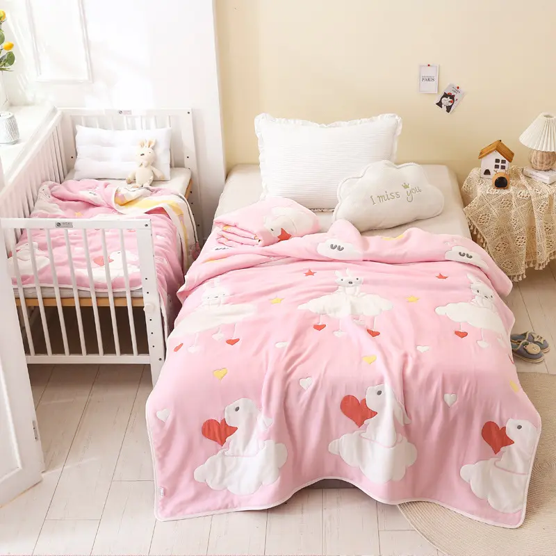 Güzel pamuk gazlı bez on katmanlı bebek çocuk yorgan bebek kalınlaşmış battaniye havlu yatak bebek şekerleme uyku klima odası