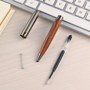 Stylo à bille en bois en métal lourd personnalisable de luxe 0.5mm de large palissandre argenté bois de santal noir stylos à bille avec logo personnalisé - Product Image 3