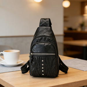 Sac de poitrine tendance et décontracté, léger, pour le vélo, avec sangle réglable et fermeture éclair, sac <span class=keywords><strong>bandoulière</strong></span> en cuir PU - Product Image 3