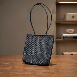 Leather Woven U Shape Women's <b>Laptop</b> Shoulder <b>Handbag</b> Lightweight Large Capacity Open Top Casual for Daily Travel & Beach Use - Product Image 2