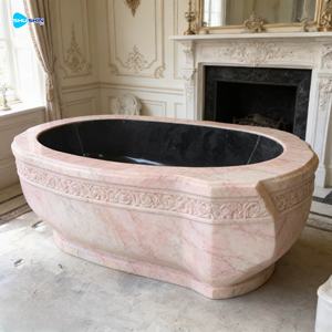 Baignoire autoportante en pierre naturelle noire pour salle de bain, en marbre, vente en gros directe usine Chine - Product Image 1