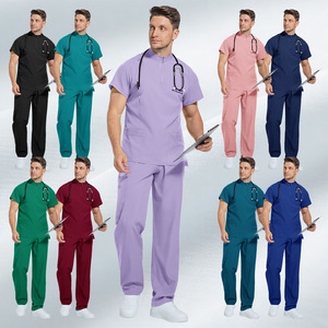 Male Hospital Uniform Split Set Moisture Wicking Quick Dry <b>Scrubs</b> For Men Multi Color Options - Product Image 1
