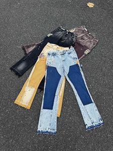 Pantalones de chándal acampanados de alta calidad para <span class=keywords><strong>hombre</strong></span>, elásticos, apilados, 100% algodón, estilo vintage, desgastados, de mezclilla. - Product Image 3