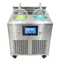 Machine à glace dure commerciale 3-en-1 à double cuve 66L, sorbetière avec écran LED, maintien au frais, en acier inoxydable pour restaurant