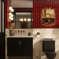 Carreaux de salle de bain vintage rouge bordeaux faits à la main en brique réfractaire, antibactériens, avec bordures, couleur chaude, style français moderne