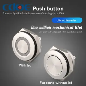 Siêu ngắn 12V SPST Red LED nút 16 mét không thấm nước momentary off trên chuyển đổi push button chuyển