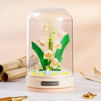 Jouet de construction en briques de plantes à assembler soi-même, boîte à musique en forme de rose, ensemble de blocs de construction pour cadeau de la Saint-Valentin